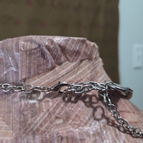 VTG 80s Braided Herringbone Liquid Silver Tone Choker Necklace - Picture 8 of 8